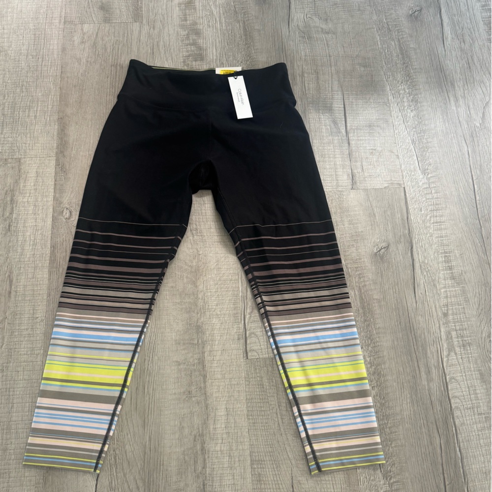 Calvin Klein Black and Green Leggings Athletic Stretch